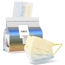 Disposable Face Masks Wide Flat Earloop Individually wrapped 3 layer Spunlace Non-woven Fabric Yellow Grey Gradient 50pcs