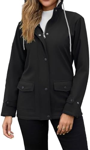 Softshell Jacket Women Lightweight Fleece Lined Hooded Winter Coats Thicken Sherpa Windproof Insulated Windbreaker
