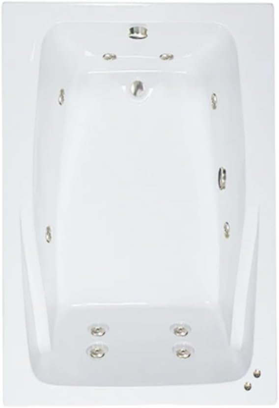 60 in. x 48 in. Acrylic Rectangular Drop-In Whirlpool Bathtub with Reversible Drain in White