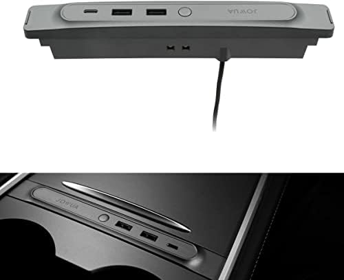 JOWUA Mini LED Hub Bar Compatible for 2021-2023 Tesla Model Y & Model 3, 1 USB-C Port, 2 USB-A Ports 36w