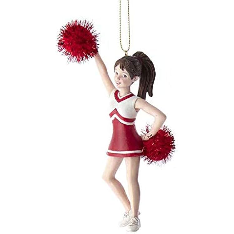 KSA Kurt Adler Cheerleader with Pom Pom Ornament - Red