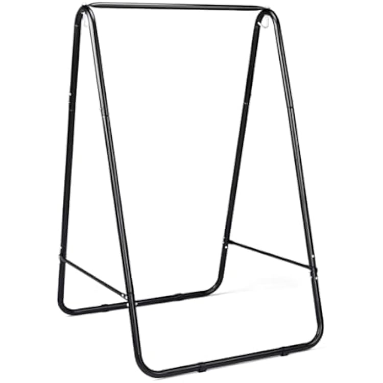 Outdoor Hammock Chair Stand Only, Swing Stand with 2 Hooks, Max Load 600lbs, Fits Most Hanging Chairs, Black Without Hammock Chair