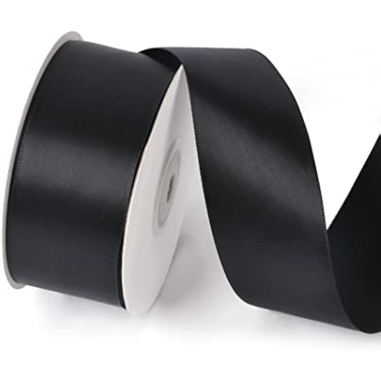 1-12 Inch X 25 Yards Solid Color Satin Ribbon Roll, Ribbons Great for Gift Wrapping, Crafts, Wedding Party Decoration, Hair Bows Making and Other Sewing Projects 1-12 X 25 Yards, Black