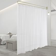 Privacy Partition Curtains, 7.2 Ft U-Shape Room Divider, Beauty Salon Room Divider Curtain, Wall Mounted Curtains Separator for Fitting Room, Hospital, Bedroom, Massage Parlour