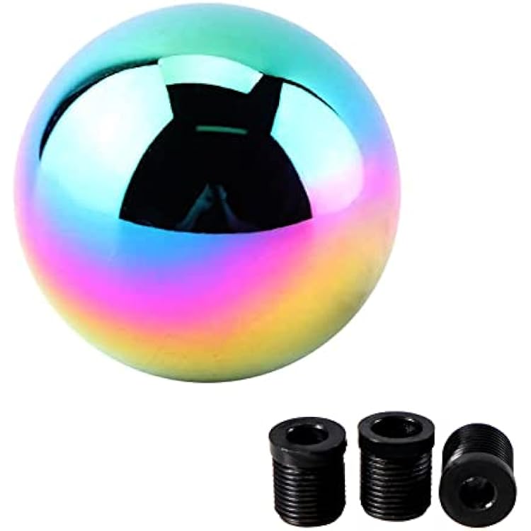 Universal Round Ball Gear Shift Knob,Chrome Finish Aluminum Shifter Knobs with 3 Adapters Compatible with Manual and Automatic Transmission CarMulticolored