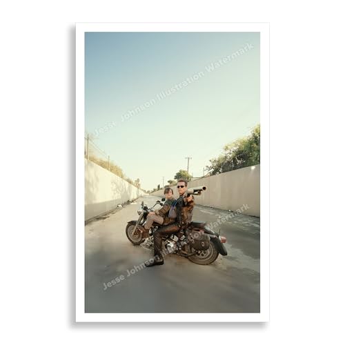 Escape from the Future - Terminator 2 Judgment Day Poster 11x17 Arnold Schwarzenegger T-800 Saves John Connor on Motorcycle Chase from Semi Truck Classic 1991 Sci-Fi Action Movie Wall Art Print Futuristic Film Decor Gift for Fans of 80s 90s Movies