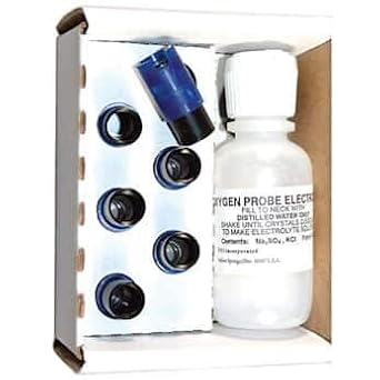YSI DO Cap Membrane Kit: 6 Blue Screw-on Cap Membranes (2 mil PE), Bottle of Electrolyte, and Sanding Disc