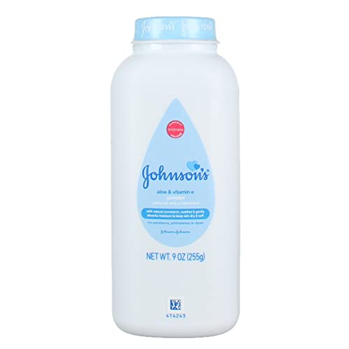JOHNSONS Baby Powder, Pure Cornstarch with Soothing Aloe& Vitamin E 9 oz Pack of 2