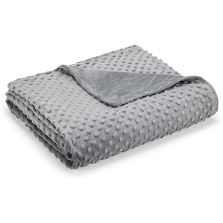 Cottonblue Weighted Blanket Duvet Cover 48x72, Removable Duvet Cover for Heavy Blankets, Soft Fuzzy Minky Dot, Machine Washable Cover with Zipper on Long Side, Grey