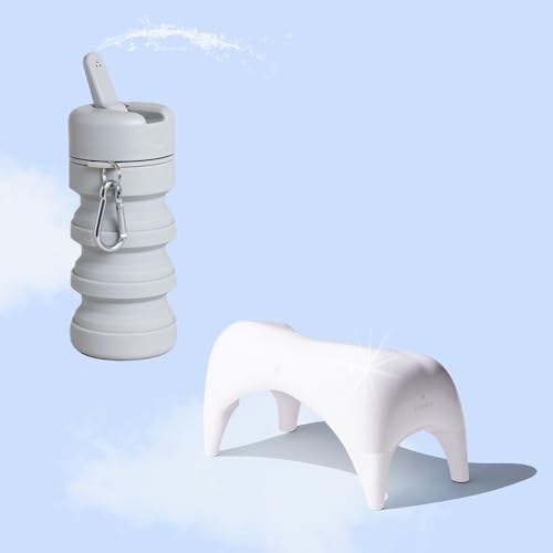TUSHY White Tall Ottoman & Pebble Travel Bidet Bundle