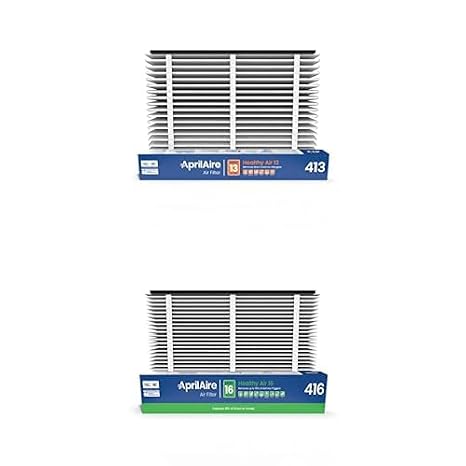 AprilAire 413 MERV 13 Replacement Whole-House Furnace Air Purifier Filter - 16x25x4 (1 Pack) + AprilAire 416 MERV 16 Replacement Whole-House Furnace Air Purifier Filter - 16x25x4 (1 Pack) Bundle