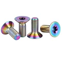 4Pcs Titanium Bolt M5x12mm Countersunk Flat Torx Head Screw (Ranibow)