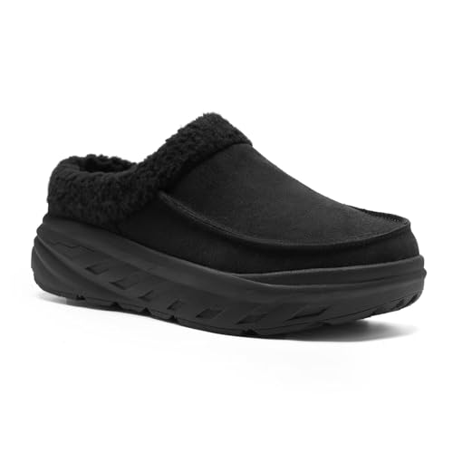 Mens Orthopedic Diabetic Winter Slippers: Wide Tox Box Comfortable Arch Support Plantar Fasciitis Walking House Clogs Shoes, Orthotic Casual Warm Slip On Loafers for Foot and Heel Pain Relief