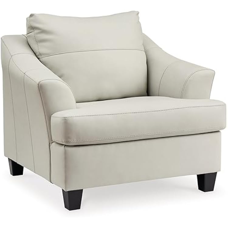 Signature Design by Ashley Genoa Contemporary Leather Match Upholstered Oversized Chair, White