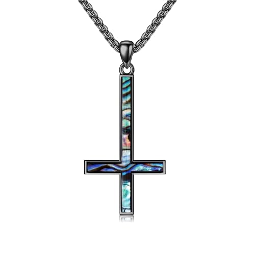 Gothic CrossUpside Down CrossPentagram Necklace for Women Sterling Silver Black Gothic Jewelry for Women