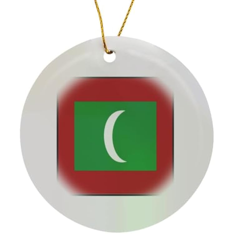 Circle Porcelain Ornament - Photo of Maldives Flag Button World Flag Buttons