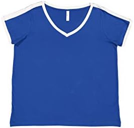 AquaGuard Women's Plus Size Curvy Soccer Ringer Premium, Navy/White 18-20