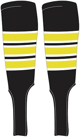 Traditional Baseball Stirrups Pattern C-7 Black, White, Bright Yellow