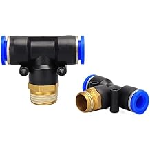 DOLUNTO 2PCS Air Connector Fitting T Shape Hose Pipe to BSPT Male Thread Pneumatic Coupler (12mm OD Hose,3/8inch)