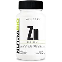 NutraBio Zinc Chelate Mineral Supplement - for Proper Growth, Development, and Immune Health - 30mg of Zinc per Vegetarian Capsules - 120 Servings