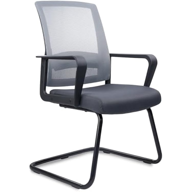 CLATINA Office Guest Chair with Lumbar Support and Mid Back Mesh Space Air Grid Series for Reception Conference Room Gray