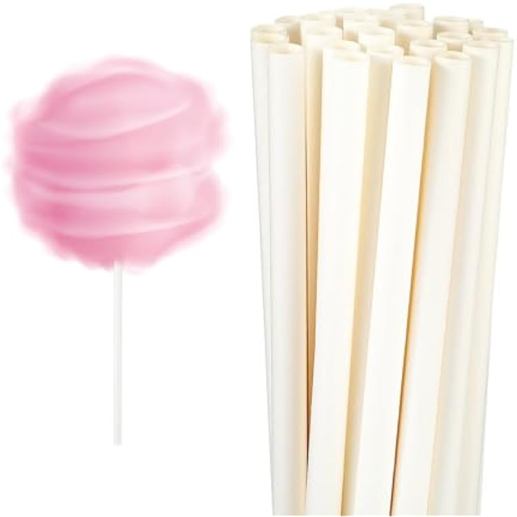 24 Pcs Cotton Candy Cones 11.8 Cotton Candy Sticks Cotton Candy Holder Cotton Candy Accessories for Candy Cotton White Candy Paper Cones for Birthday Wedding Bridal Christmas Childrens Day Parties