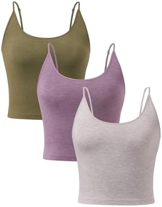 DAVID ARCHY Bamboo Rayon Cropped Tank Top Adjustable Spaghetti Strap Cami Cooling Base Layer for Sleep & Loungewear