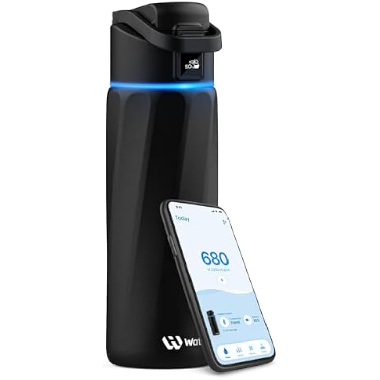 BOOST Smart Water Bottle that Reminds You to Drink, 24oz BPA-Free Stainless Steel Vacuum Insulated, Wide Mouth Water Tracker Bottle with APP for School, Gym, Office, Ideal for Mothers Day Gifts