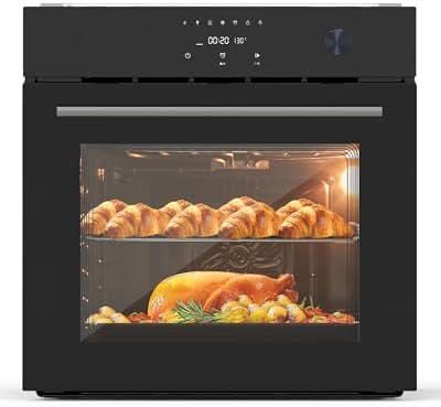 24 Single Wall Ovens with 70L Capacity and 3000W 240V,Electric Wall Ovens with 8 Cooking Functions & 108 Automatic Recipes,Touch Control,Safety Lock,Timer,2.5 CF Convection Built-in Oven...