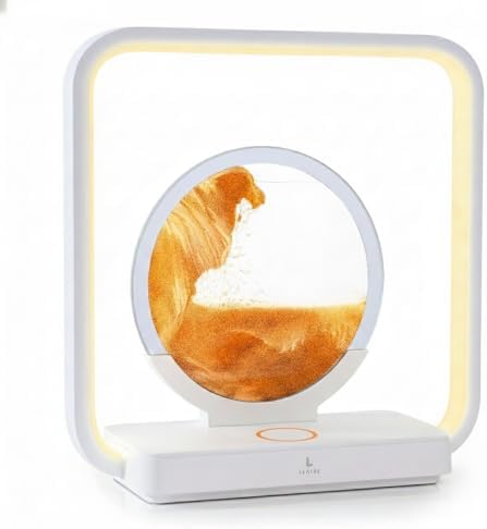 Quicksand Table Lamp | Ambient Night Light with 3-Color Mode Touch Control | Moving Sand Light Art & Aesthetic Home Decor Sandstone Orange