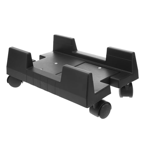 Mobile CPU Stand with Wheels Plastic Computer Tower Holder Cart for Easy Mobility and Accessibility Stable Load-Bearing Structure Black Large for Office and Home Use
