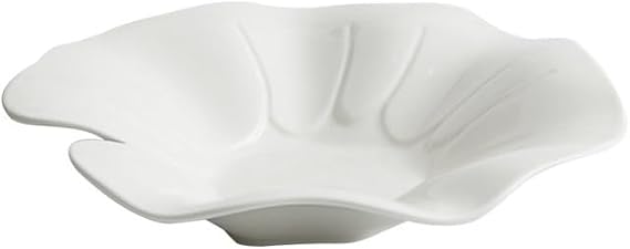 Dinner Plates Set White Porcelain Creative Hotel Tableware Ceramic Lotus Leaf Shape Dinner Plate Cold Dish Bowl Plate Home Western Food Soup Plate Kitchen Salad Bowl(10.2inch)