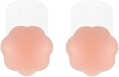 Reusable Invisible Breast Lift Nipple Covers, Adhesive Strapless Backless Bra, Push up Silicone Sticky Bras for Women Beige