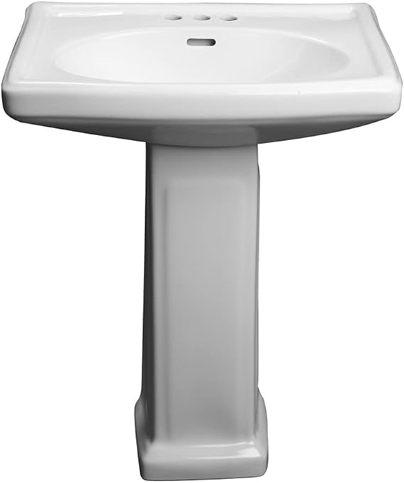 PROFLO PF14108 Alder Creek 25-1/2" Rectangular Vitreous China Pedestal Bathroom Sink with Overflow and 3 Faucet Holes at 8" Centers - White