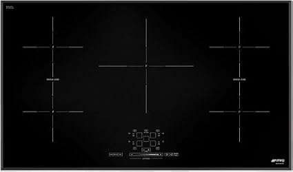 Smeg SIMU536B 37" Induction Cooktop with 5 High Light Radiant Element Black Suprema Glass Soft Touch Controls and 1 Variable Burner with 3 Adjustment Levels in