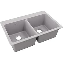 Elkay Quartz Classic ELG3322BK0 Black Equal Double Bowl Top Mount Sink