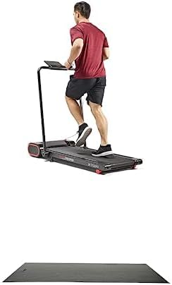 Sunny Health & Fitness TreadpadTM Nimble Compact Dual Mode Walking/Running Treadmill with Convenient Remote Control SF-T722072 + Home Gym Foam Floor Protector Mat
