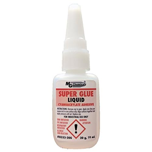 MG Chemicals Super Glue Liquid Cyanoacrylate Adhesive, 20 gram Bottle, 30-70 CPS Viscosity