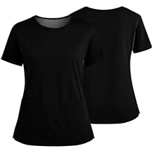 Women's Workwear Scrubs Round Neck Top Classic Fit Solid Color Uniform Work Blouse Loose Workout Pullover Blouse