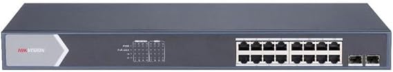 Hikvision Switch 16 Port Gigabit UNMANAGED Poe Switch 2 Gigabit SFP UPLINK Ports, 802.3AF/AT, Poe PO