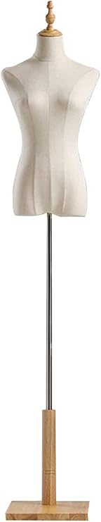 Female Dress Form Mannequin - Adjustable Wooden European Tripod Base, Half-Length Torso Model for Linen Clothing Display, Perfect for Tailoring and Retail Showcases