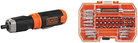 BLACK+DECKER Cordless Screwdriver, Alkaline with Screwdriver Bit Set, 42-Piece (BCF601AA & BDA42SD)