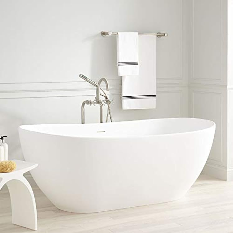 Signature Hardware 306468 Winifred 64 Resin Soaking Freestanding Tub with Integrated Drain and Overflow