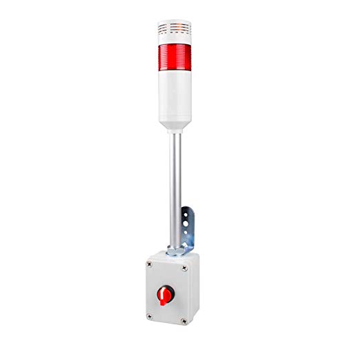 ATES-R-B, Andon Light, Selector Switch Control Box, 9.45 Pole wL Bracket, Red Flashing & Buzzer, 80dB Buzzer, 110VAC, 6ft Power Cord