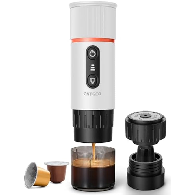 Portable Espresso Maker 20 Bar SelfHeating & Auto-off | 13500 mAh Battery Brews 8 Shots | 12 V Mini Coffee Machine Compatible with Nespresso Original Pods | CarTravelCamping
