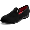 Meijiana Boys Dress Shoes - Velvet Casual Pull-On Low-Heels, Black Rubber All-Weather Formal Boys Shoes, Toddler Dress Shoes for Wedding & Party - Fashion Business Style
