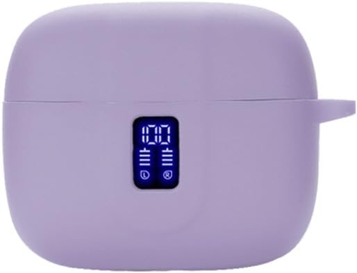 Earbuds Case Compatible with TAGRY X08 Wireless Headphone, Silicon Protective Cover with Keychain, with Window for LED Display, Purple