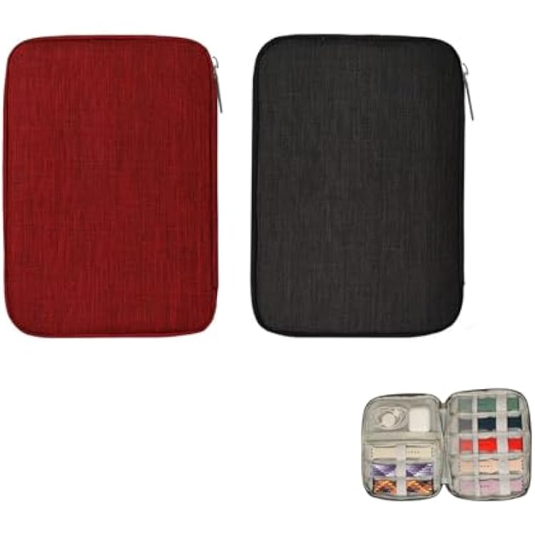 2Pack Watch Band Case Watch Bands Storage Carrying Case Wearproof Watch Travel Organizer black and red