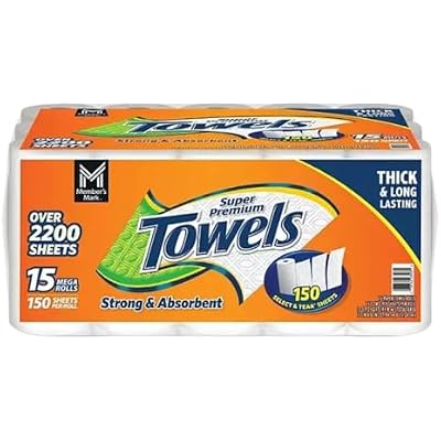 Super Premium Paper Towels, 2-Ply, 15 Rolls, 150 Sheets per Roll 15 Count Pack of 1