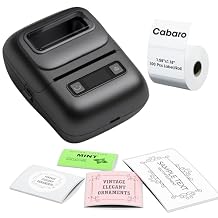 cabaro Label Maker Machine with Tape, 2 Inch Bluetooth Thermal Label Printer, Portable Inkless Sticker Printer for Small Business Office School Home, Barcode Address Logo Labeler for Phone, Black
